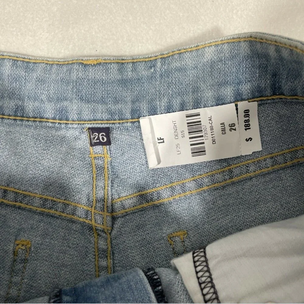 NWT $188 LF x Carmar Calla High Waisted‎ Distressed Denim Shorts [ SZ 26 ] #3914